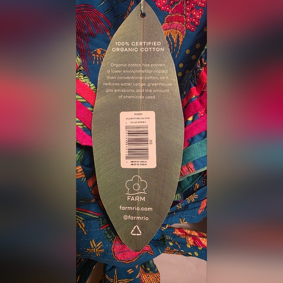 FARM Rio Tropical Tie-Front Puff Sleeve Crop Top - Picture 4 of 6